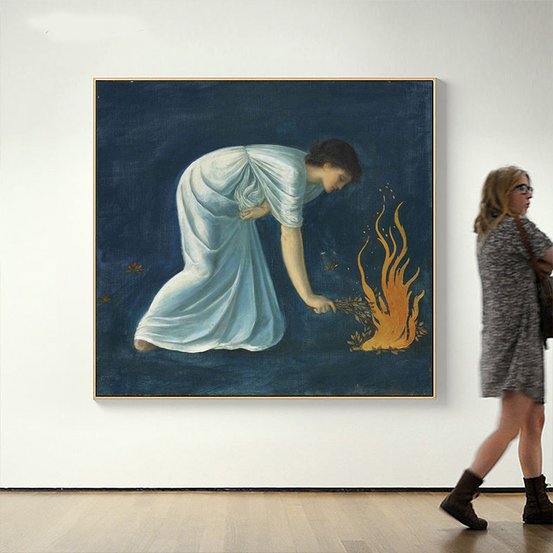 Vivolux | Edward Burne Jones Held Gemälde Blau-Weiß Leinwand Wandkunst Druck für Wohnkultur