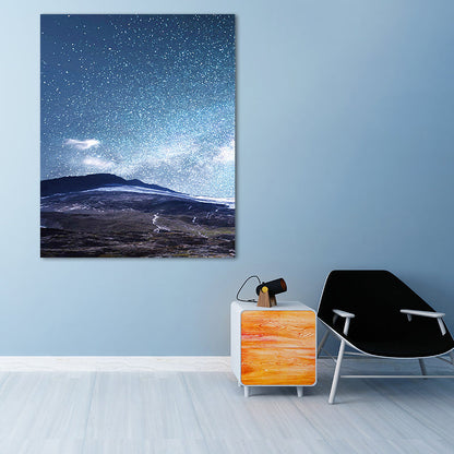 Vivolux | Sterrennachthemel Wandkunst Moderne Textuur Woonkamer Canvas Print in Donkere Kleur