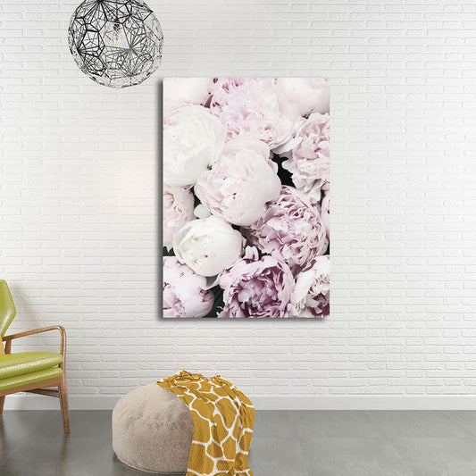 Vivolux | Romantische Pfingstrosenblüte Leinwand für Schlafzimmer Blumen Druck Wandkunst Dekor in Pastellfarbe