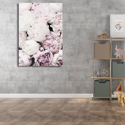 Vivolux | Romantische Pfingstrosenblüte Leinwand für Schlafzimmer Blumen Druck Wandkunst Dekor in Pastellfarbe
