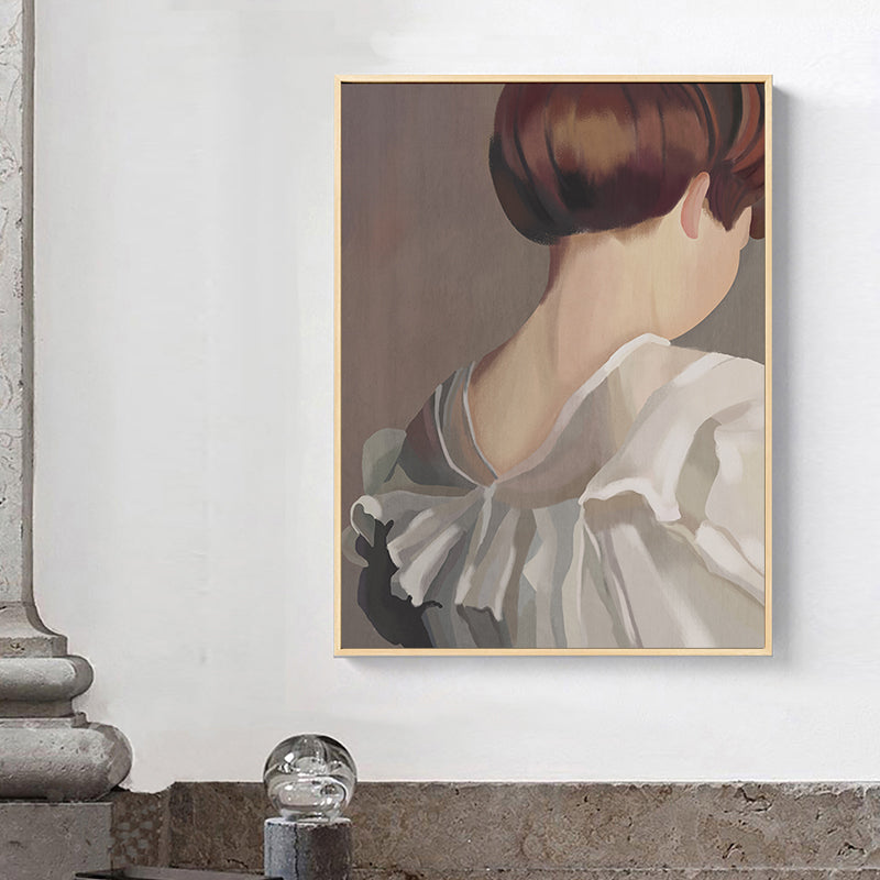 Vivolux | Weißes Mädchen Rückmalerei Kunstdruck Texturiert Traditionelle Badezimmer Wanddekoration