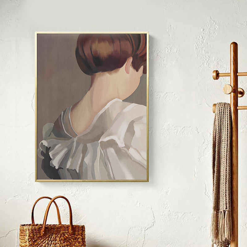 Vivolux | Weißes Mädchen Rückmalerei Kunstdruck Texturiert Traditionelle Badezimmer Wanddekoration