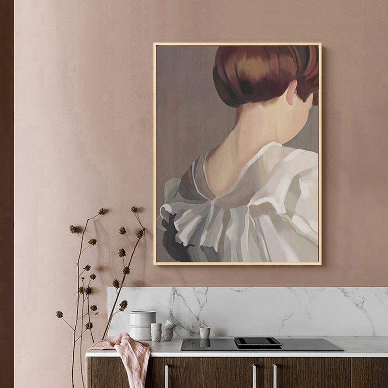 Vivolux | Weißes Mädchen Rückmalerei Kunstdruck Texturiert Traditionelle Badezimmer Wanddekoration