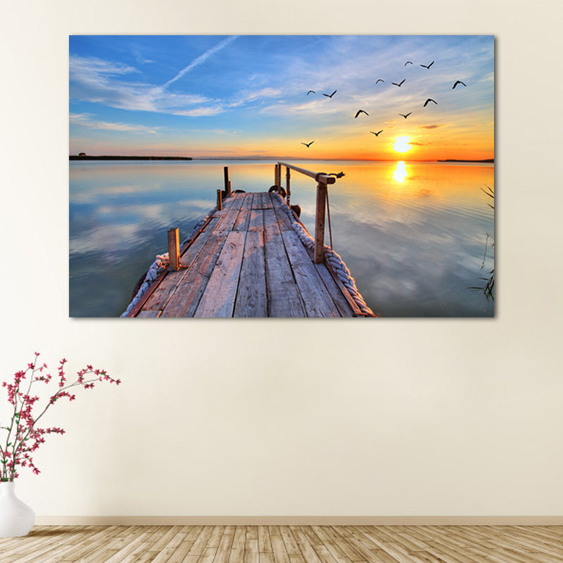 Vivolux | Sundown Bridge Seascape Leinwand Texturiert Zeitgenössische Haus Innenwand Kunstdruck