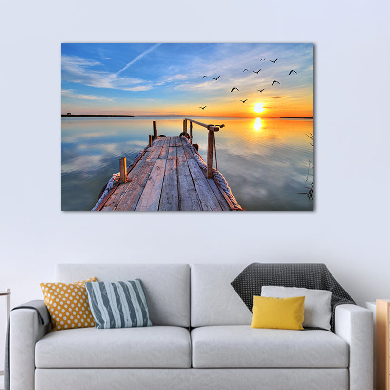 Vivolux | Sundown Bridge Seascape Leinwand Texturiert Zeitgenössische Haus Innenwand Kunstdruck
