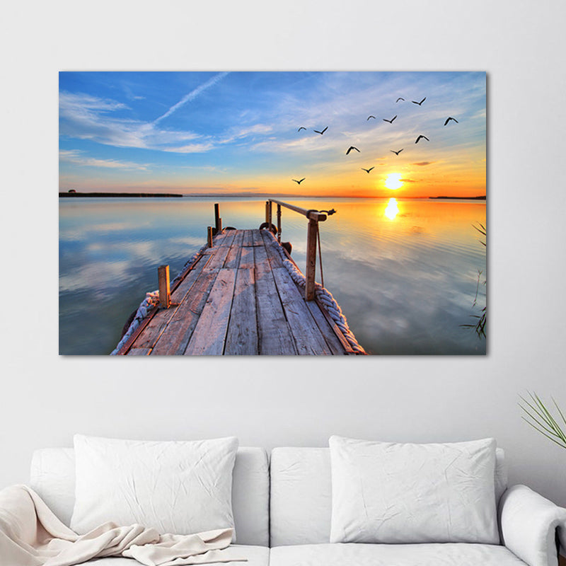 Vivolux | Sundown Bridge Seascape Leinwand Texturiert Zeitgenössische Haus Innenwand Kunstdruck