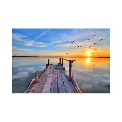 Vivolux | Sundown Bridge Seascape Leinwand Texturiert Zeitgenössische Haus Innenwand Kunstdruck