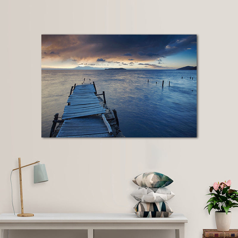 Vivolux | Sundown Bridge Seascape Leinwand Texturiert Zeitgenössische Haus Innenwand Kunstdruck