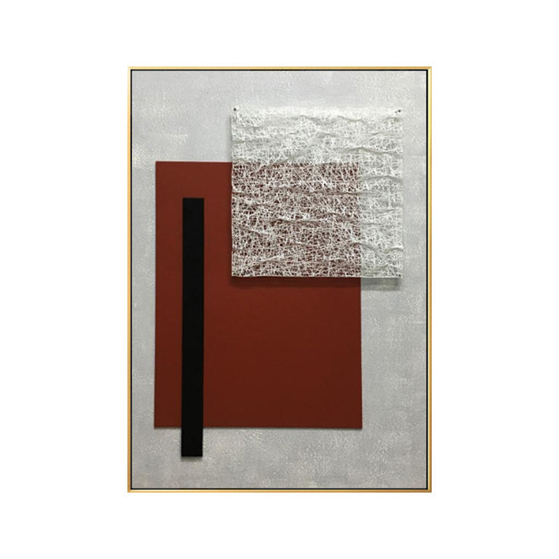 Vivolux | Geometrische Leinwandkunst Strukturierter Nordic Stil Wohnzimmer Wanddekoration in Dunkelfarbe