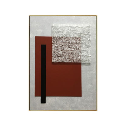 Vivolux | Geometrische Leinwandkunst Strukturierter Nordic Stil Wohnzimmer Wanddekoration in Dunkelfarbe