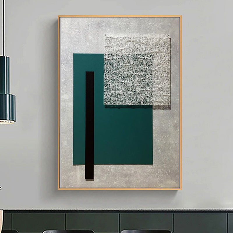 Vivolux | Geometrische Leinwandkunst Strukturierter Nordic Stil Wohnzimmer Wanddekoration in Dunkelfarbe