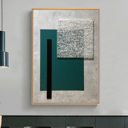 Vivolux | Geometrische Leinwandkunst Strukturierter Nordic Stil Wohnzimmer Wanddekoration in Dunkelfarbe