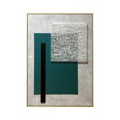 Vivolux | Geometrische Leinwandkunst Strukturierter Nordic Stil Wohnzimmer Wanddekoration in Dunkelfarbe