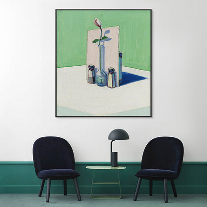 Vivolux | Witte Moderne Canvas Bloem en Vaasje Wanddecoratie voor Eetkamer, Meerdere Maten