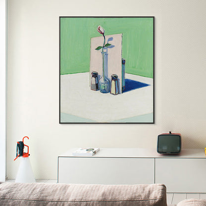 Vivolux | Witte Moderne Canvas Bloem en Vaasje Wanddecoratie voor Eetkamer, Meerdere Maten
