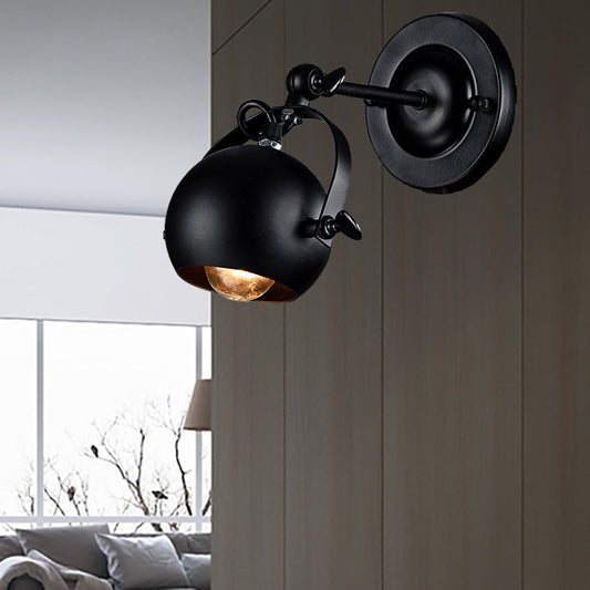 Vivolux | 1 Glühbirne Wandlampe Industrie Global Schirm Metall Verstellbare Wandleuchte in Schwarz für Restaurant