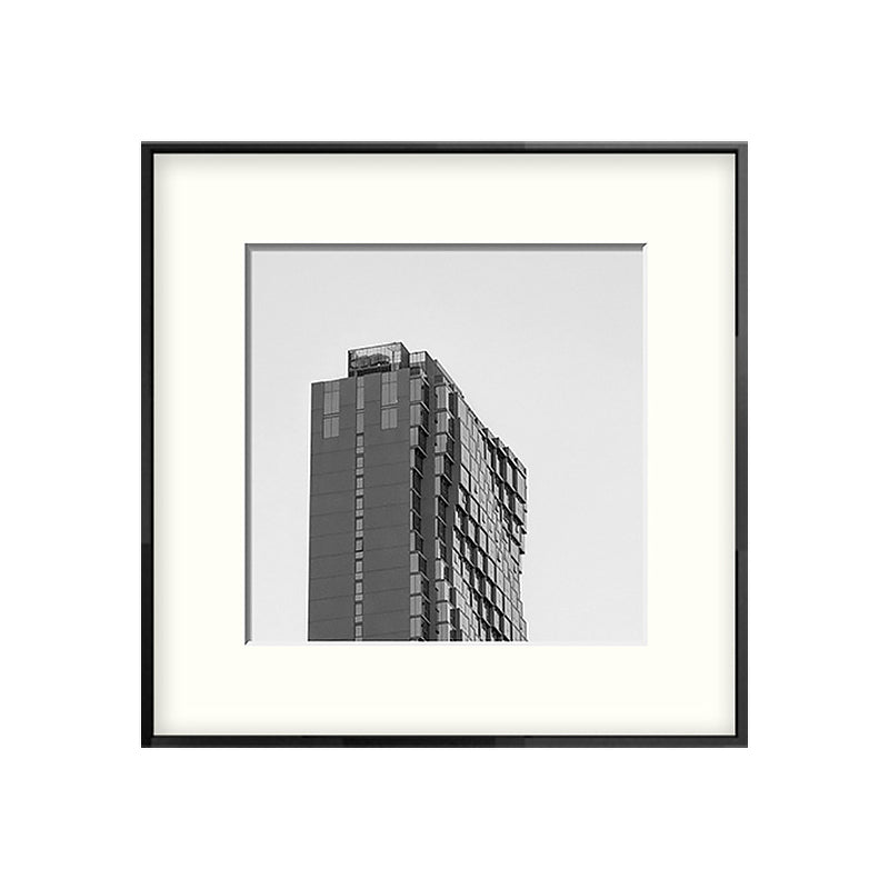 Vivolux | Top van gebouw kunstdruk grijze canvas vierkant wanddecoratie voor decoratieve doeleinden, meerdere maten