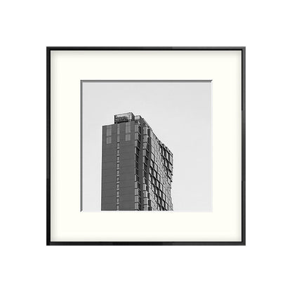 Vivolux | Top van gebouw kunstdruk grijze canvas vierkant wanddecoratie voor decoratieve doeleinden, meerdere maten