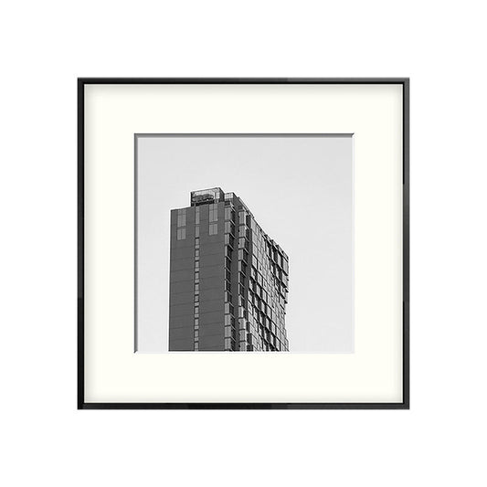 Vivolux | Top van gebouw kunstdruk grijze canvas vierkant wanddecoratie voor decoratieve doeleinden, meerdere maten