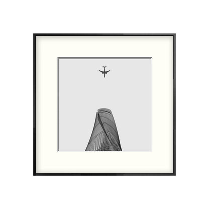 Vivolux | Top van gebouw kunstdruk grijze canvas vierkant wanddecoratie voor decoratieve doeleinden, meerdere maten