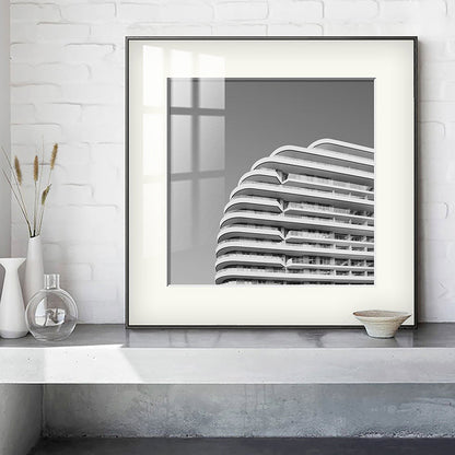 Vivolux | Top van gebouw kunstdruk grijze canvas vierkant wanddecoratie voor decoratieve doeleinden, meerdere maten