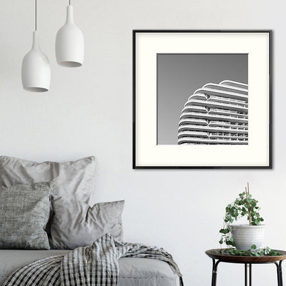 Vivolux | Top van gebouw kunstdruk grijze canvas vierkant wanddecoratie voor decoratieve doeleinden, meerdere maten