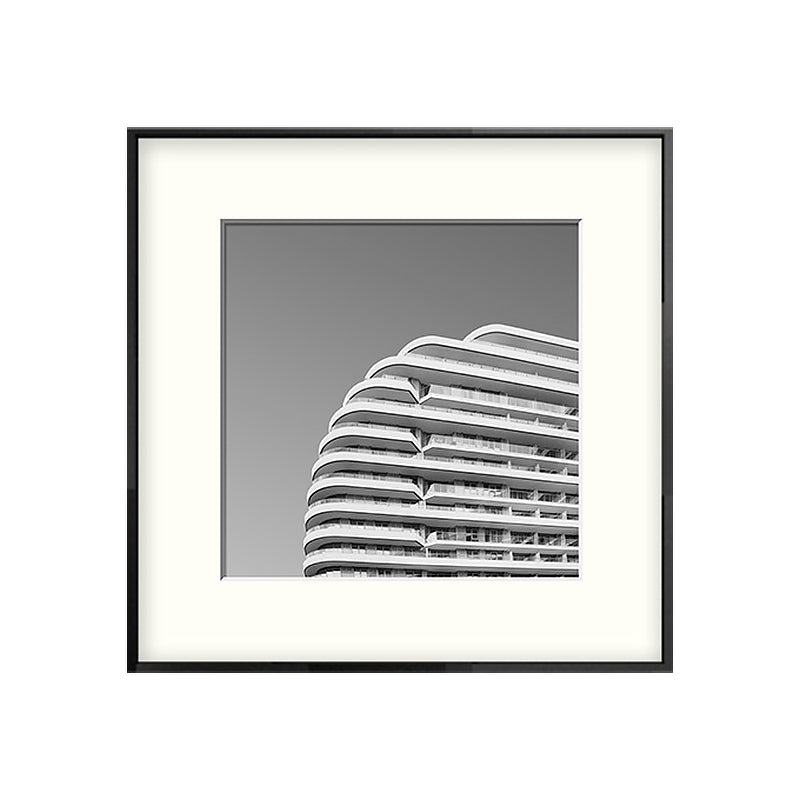 Vivolux | Top van gebouw kunstdruk grijze canvas vierkant wanddecoratie voor decoratieve doeleinden, meerdere maten