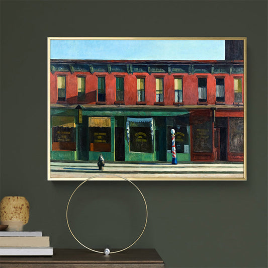 Vivolux | Winkel Voorzijde Muur Kunst Woonkamer Stadsstraat Schilderij in Heldere Kleur voor Decor