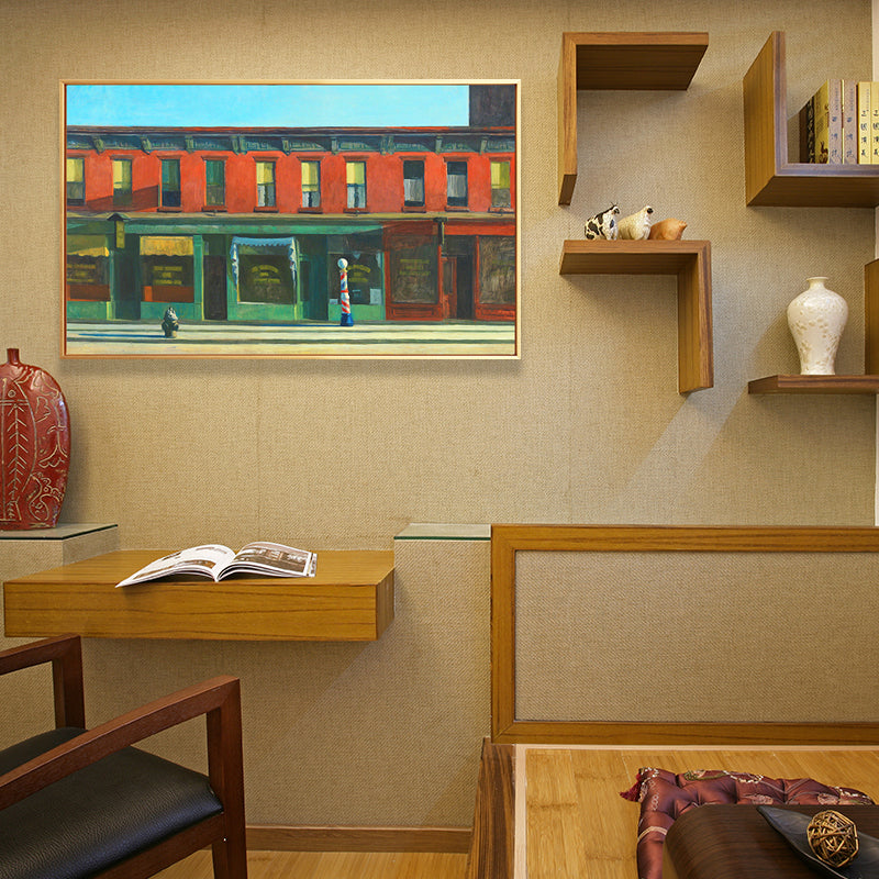 Vivolux | Winkel Voorzijde Muur Kunst Woonkamer Stadsstraat Schilderij in Heldere Kleur voor Decor