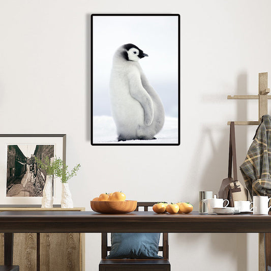 Vivolux | Textured Penguin Wandkunst Print Leinwand Zeitgenössische Wanddekoration für das Kinderzimmer