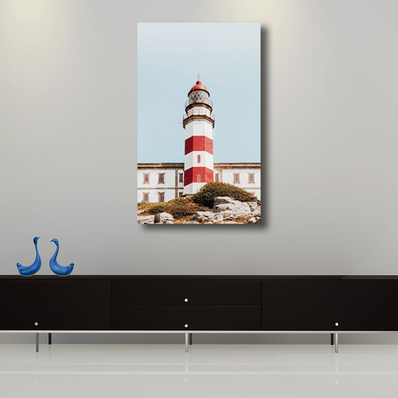 Vivolux | Lighthouse Canvas Wanddekoration Nautisch Dekorativ für Wohnzimmer Gemälde in Blau