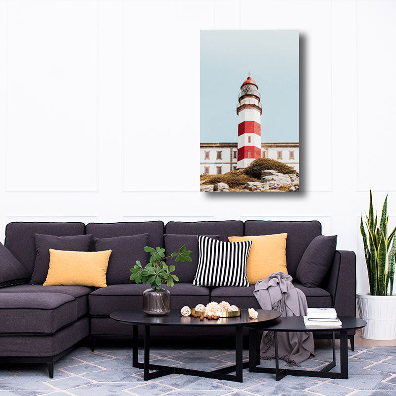Vivolux | Lighthouse Canvas Wanddekoration Nautisch Dekorativ für Wohnzimmer Gemälde in Blau