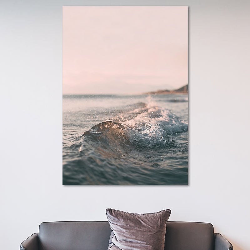 Vivolux | Zeitgenössischer Seascape Leinwanddruck Pink Fotografie Meeresspray und Wellen Wandkunst