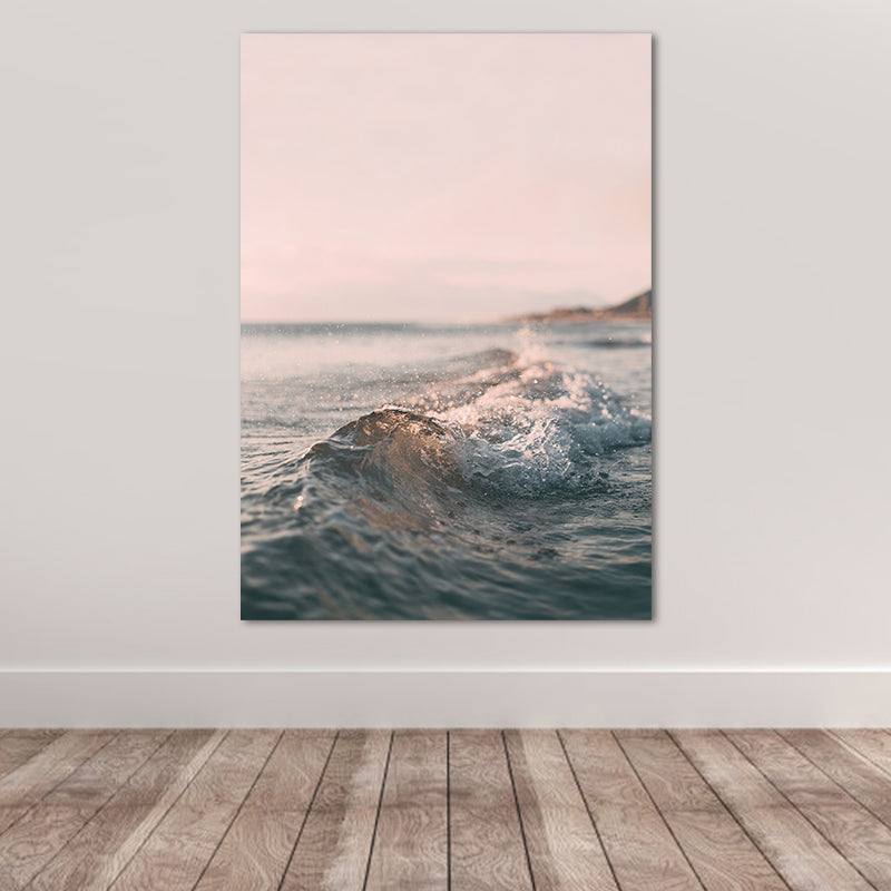 Vivolux | Zeitgenössischer Seascape Leinwanddruck Pink Fotografie Meeresspray und Wellen Wandkunst