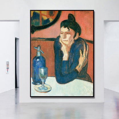 Vivolux | Rote traditionelle Wandkunst das Absinth-Trinker Gemälde Leinwanddruck für das Wohnzimmer