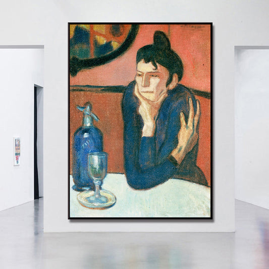 Vivolux | Rote traditionelle Wandkunst das Absinth-Trinker Gemälde Leinwanddruck für das Wohnzimmer