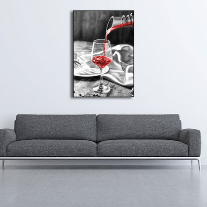 Vivolux | Rote moderne Leinwandkunst Luxus Wein und Glas Gemälde für Restaurant, mehrere Größenoptionen