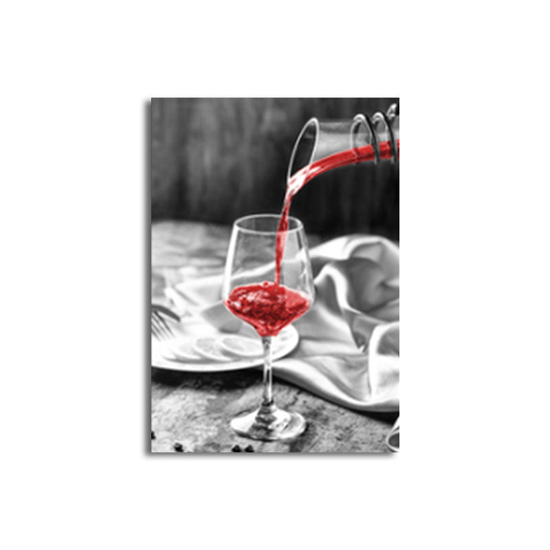 Vivolux | Rote moderne Leinwandkunst Luxus Wein und Glas Gemälde für Restaurant, mehrere Größenoptionen