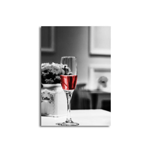 Vivolux | Rote moderne Leinwandkunst Luxus Wein und Glas Gemälde für Restaurant, mehrere Größenoptionen