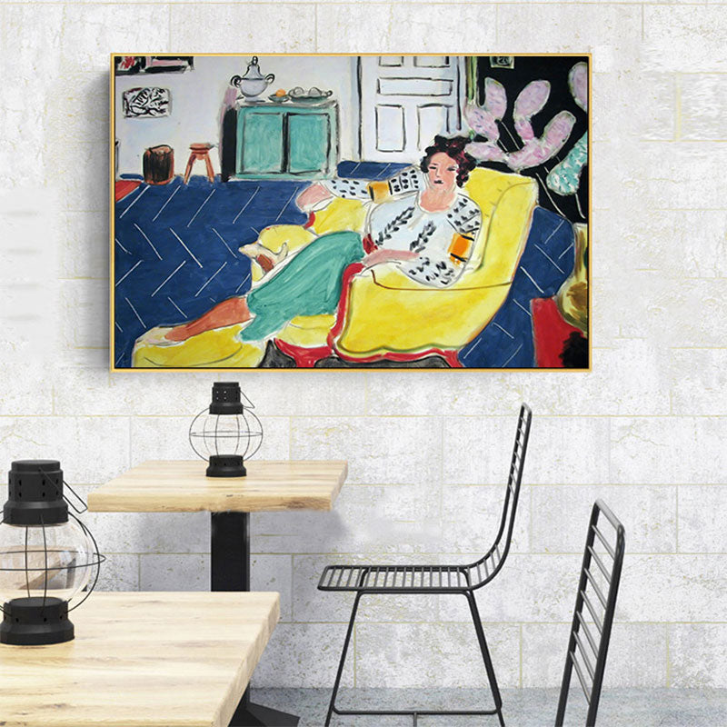 Vivolux | Textured Liegendes Mädchen Gemälde Moderner Stil Leinwand Wandkunst, Mehrere Größenoptionen