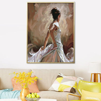 Vivolux | Glam Style tanzendes Mädchen Gemälde Pastellfarbe Gästebereich Wandkunst, mehrere Größen