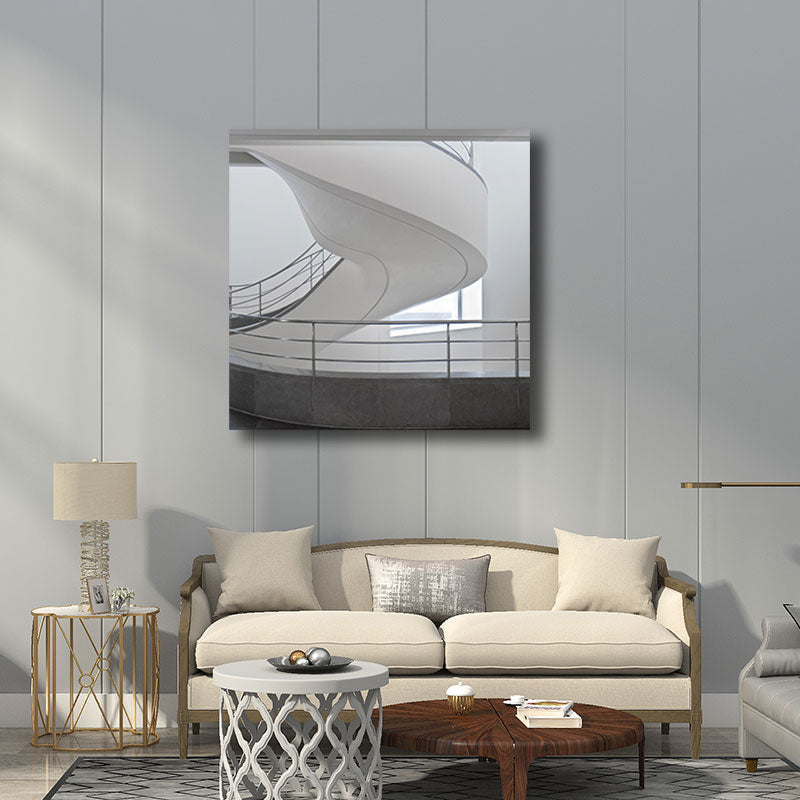 Vivolux | Woondecoratie Bouw Interieur Muurkunst Canvas Minimalisme Vierkante Schilderij in Wit voor Huiskamer