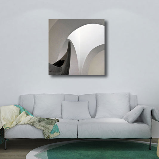 Vivolux | Woondecoratie Bouw Interieur Muurkunst Canvas Minimalisme Vierkante Schilderij in Wit voor Huiskamer