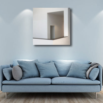 Vivolux | Woondecoratie Bouw Interieur Muurkunst Canvas Minimalisme Vierkante Schilderij in Wit voor Huiskamer