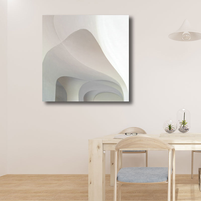 Vivolux | Woondecoratie Bouw Interieur Muurkunst Canvas Minimalisme Vierkante Schilderij in Wit voor Huiskamer
