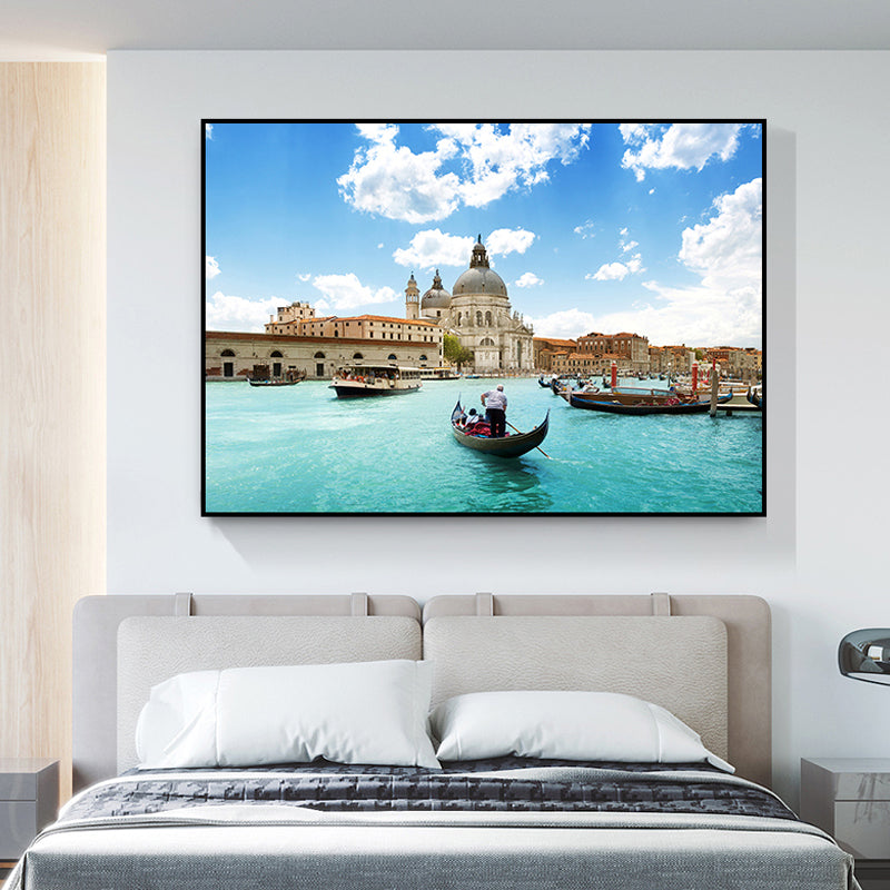 Vivolux | Skandinavische Wasserstadt Eingewickelte Leinwand Weiche Farbe für Zeichenzimmer Wandkunst Druck