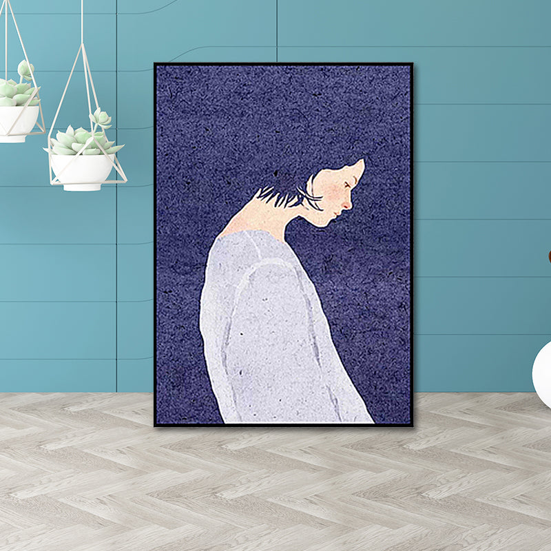 Vivolux | Nordic Woman Kunstdruck Leinwand Texturiert Lila Wanddekoration für das Wohnzimmer, Mehrere Größen