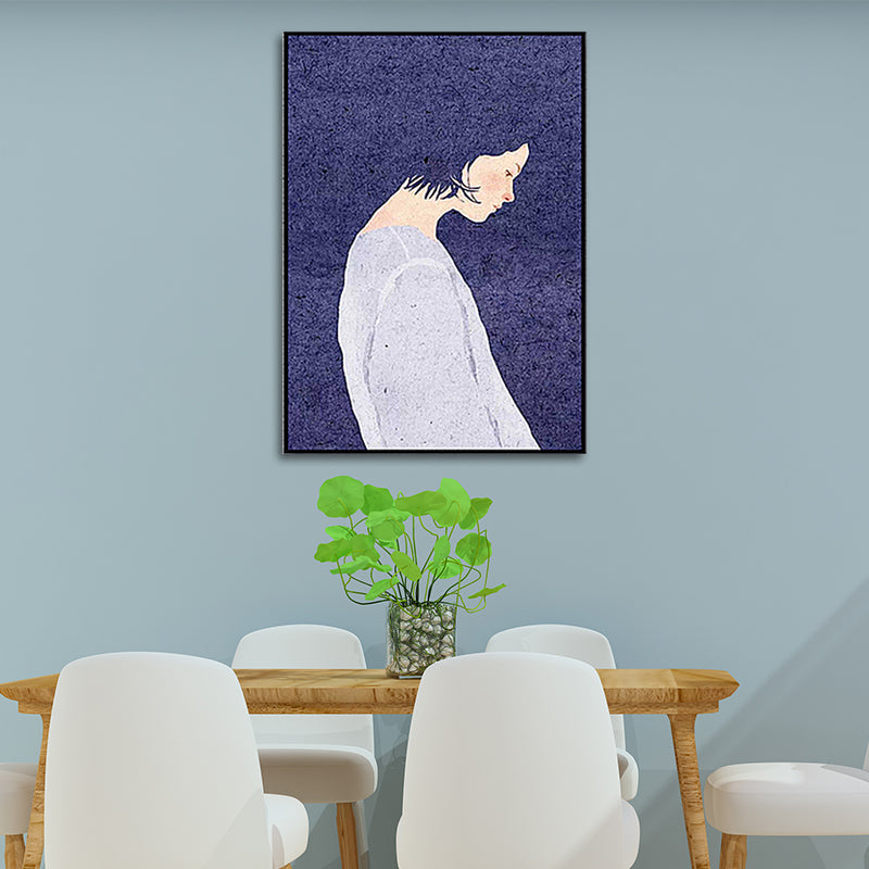Vivolux | Nordic Woman Kunstdruck Leinwand Texturiert Lila Wanddekoration für das Wohnzimmer, Mehrere Größen