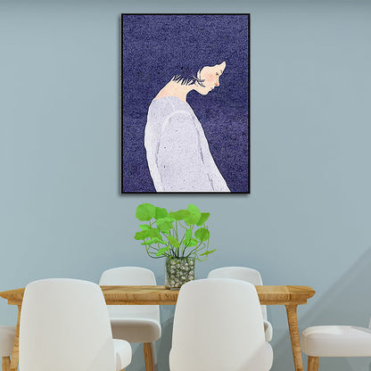 Vivolux | Nordic Woman Kunstdruck Leinwand Texturiert Lila Wanddekoration für das Wohnzimmer, Mehrere Größen