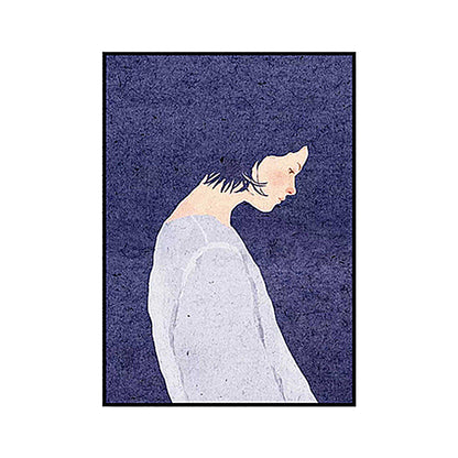 Vivolux | Nordic Woman Kunstdruck Leinwand Texturiert Lila Wanddekoration für das Wohnzimmer, Mehrere Größen